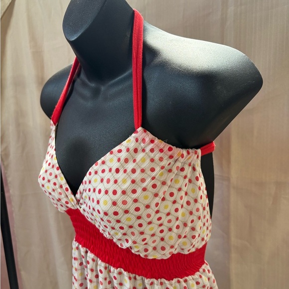 Guess Y2K Red and White Polka‎ Dot Halter Babydoll Summer Top Size Small - Picture 5 of 8